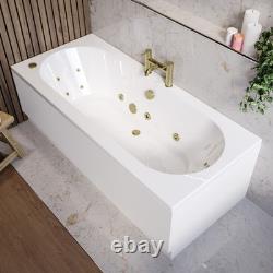Double Ended Whirlpool Spa Bath with 14 Brushed Brass Whirlpool Jets 17 BUR14JBB
