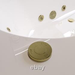 Double Ended Whirlpool Spa Bath with 14 Brushed Brass Whirlpool Jets 17 BUR14JBB