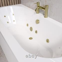 Double Ended Whirlpool Spa Bath with 14 Brushed Brass Whirlpool Jets 17 BUR14JBB