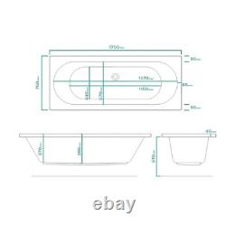 Double Ended Whirlpool Spa Bath with 14 Whirlpool Jets 1700 x 750mm BeBa 26239