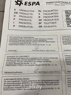 ESPA Tiper 75M SP17 Whirlpool Bath Pump