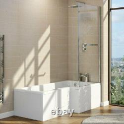 Easy Access Walk In L Shape Shower Bath with Glass Screen + Panel LH Door