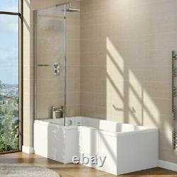Easy Access Walk In L Shape Shower Bath with Glass Screen + Panel RH Door