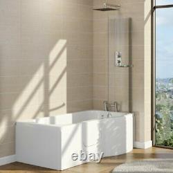Easy Access Walk In P Shape Shower Bath with Glass Screen + Panel LH Door