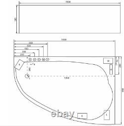 Emotion Startdust Premium Bathtub Whirlpool Right 150 x 95cm White