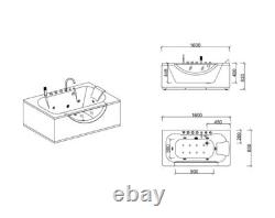 Faro 1600mm x 860mm Deluxe Small Whirlpool Bath & Air Spa Bath