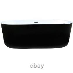 Freestanding Bath 1700mm x 800mm 8 AirSpa Jets Double Ended Black Bath