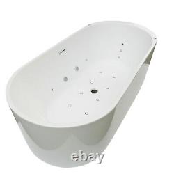 Freestanding Whirlpool Bath 1700mm x 800mm 20 Spa Jets Double Ended Black Baths
