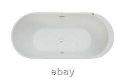 Freestanding Whirlpool Bath 1700mm x 800mm 8 Spa Jets Double Ended Black Baths