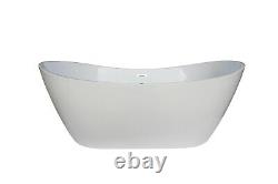 Freestanding Whirlpool Bath 1800mm x 900 Double Ended Spa Massage White 12 Jets