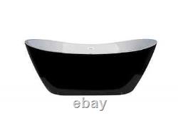 Freestanding Whirlpool Bath 1800mm x 900 Spa Massage Gloss Black Baths + 12 Jets