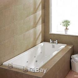 GALAXY SINGLE ENDED STRAIGHT INSET BATH with WHIRLPOOL SPA SYSTEM & POP UP WASTE