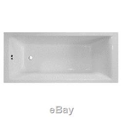 GALAXY SINGLE ENDED STRAIGHT INSET BATH with WHIRLPOOL SPA SYSTEM & POP UP WASTE