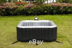 Heated Hot Tub Jacuzzi Massage Spa Portable Inflatable Pool Bath Square 4 Person