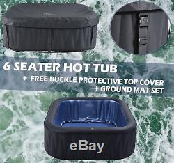 Heated Hot Tub Jacuzzi Massage Spa Portable Inflatable Pool Bath Square 6 Person