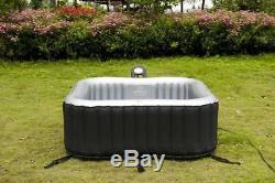 Heated Inflatable Hot Tub Jacuzzi Spa Square Outdoor Portable 4 Person Seater