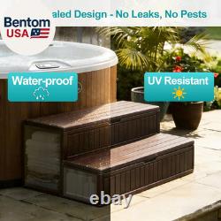 Hot Tub Steps with Storage Extra Wide, 2-Step Spa Stairs Non-Slip Heavy Duty 5