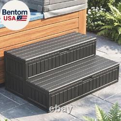 Hot Tub Steps with Storage Extra Wide, 2-Step Spa Stairs Non-Slip Heavy Duty 5