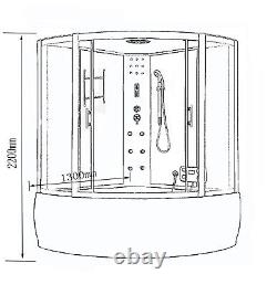 Hydro Shower Bath Cabin Black 130×130 cm Chromotherapy, Vienna
