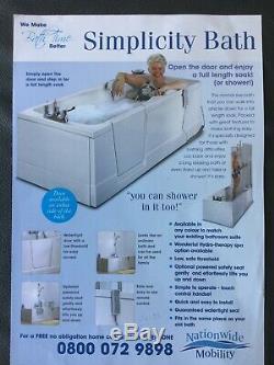 Hydrotherapy Spa Bath, with door and powered safety seat. White. Walk in bath
