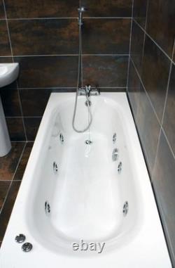 Imelda Whirlpool Spa Bath Acrylic White 1700 x 700mm Brushed Brass Jet Options