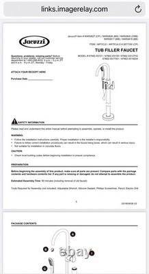 Jacuzzi NW50827 Freestanding Tub Filler with Metal Hand Shower NOB N TX