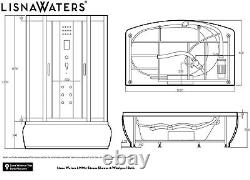 Jupiter 1670 x 850mm White Steam Shower Whirlpool and Airspa Bath