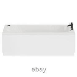 Keyhole 1700mm x 800mm 6 Jet Matt Black V-Tec Single Ended Whirlpool Shower Bath