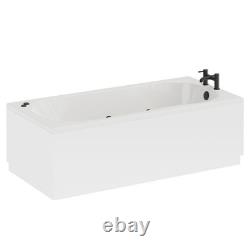Keyhole 1700mm x 800mm 6 Jet Matt Black V-Tec Single Ended Whirlpool Shower Bath