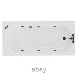 Keyhole 1700mm x 800mm 6 Jet Matt Black V-Tec Single Ended Whirlpool Shower Bath