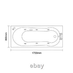 Keyhole 1700mm x 800mm 6 Jet Matt Black V-Tec Single Ended Whirlpool Shower Bath
