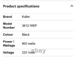 Koller 3612 WEP Whirlpool Bath Pump 800W 220V Black Universal 60mm