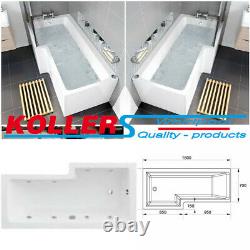 L Shape 1800 x 850mm RH LH Whirlpool Jacuzzi Bath 6/8 Jets Screen Front Panel