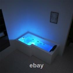 L Shape Jacuzzi Type Spa Left Hand Bath & Screen with Whirlpool Light 1700mm