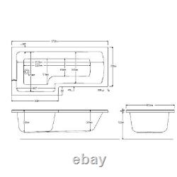 L Shape Left Hand Whirlpool Spa Shower Bath with 14 Whirlpoo BUN/LOMLH1700/88986