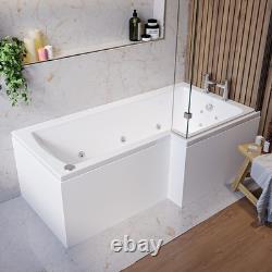L Shape Whirlpool Spa Shower Bath, Right Hand 1700 x 850mm Lomax LOMRH1700