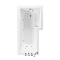 L Shape Whirlpool Spa Shower Bath, Right Hand 1700 x 850mm Lomax LOMRH1700