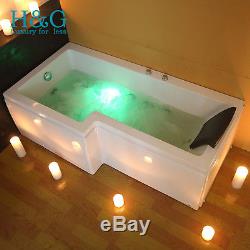 L Shaped Bath Whirlpool Corner Shower Spa Jacuzzi Massage Rectangle Bathtub 1700