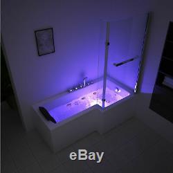 L Shaped Jacuzzis SPA Bath Straight Whirlpool Bathtub Shower Screen Right Hand