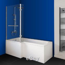 L Shaped Jacuzzis Shower SPA Bath Straight Bathtub Shower Screen & Towel Rail