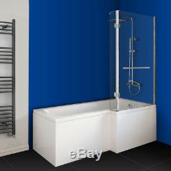 L Shaped Jacuzzis Shower SPA Bath Straight Bathtub Shower Screen Towel Rail Left