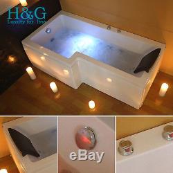 L Shaped LEFT Hand Whirlpool Shower Spa Jacuzzi Bathtub 8 JET WITH SCREEN+BASIN
