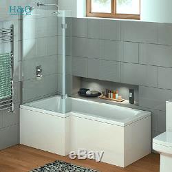 L Shaped Whirlpool Bath Shower Spa Jacuzzi Massage Bathtub With Screen LEFT 780