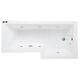 L-Shaped Whirlpool Shower Bath Screen 8 Jet 1600mm Bathroom White Acrylic Modern