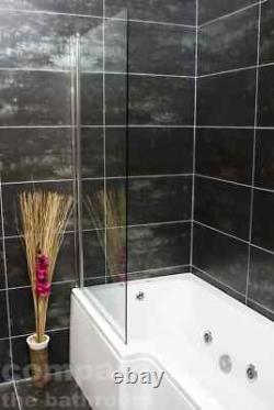 L Shaped Whirlpool Shower Bath and Screen with Jets Light Options Left Hand