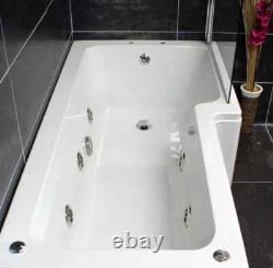 L Shaped Whirlpool Shower Bath and Screen with Jets Light Options Right Hand