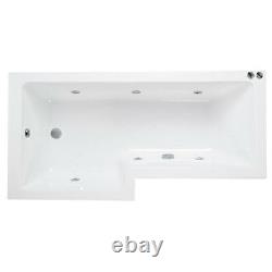 L shape shower bath 1500 with panels, screen, optional whirlpool & waste