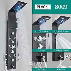 LED Hydromassage Shower Panel Column Stainless Steel Waterfall Shower Head