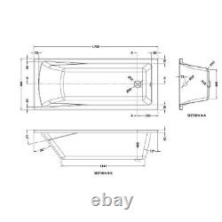 LINTON Hydrotherapy Whirlpool/Airspa system 24 Jet 1700x700 Single Ended Bath