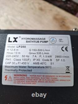 LX Lp200 Hydromassage Bathtub Pump 1.5kw 220v 240v Hot Tub Spa Jacuzzi Tested